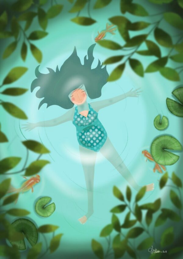 "Comme un poisson dans l'eau" illustration à télécharger et à imprimer