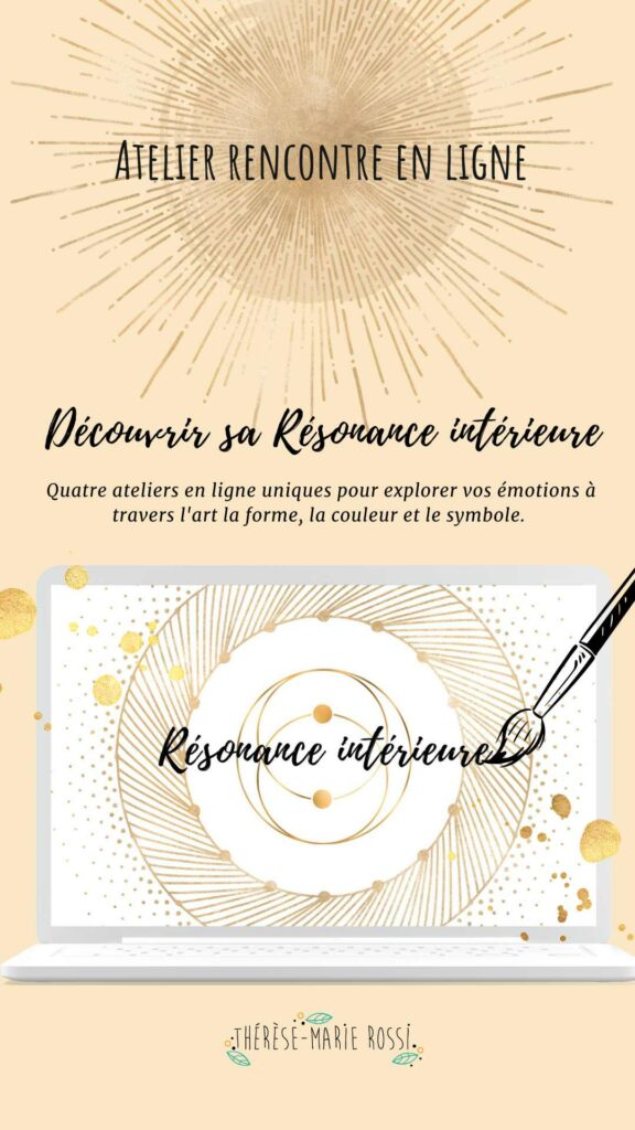 resonance-interieure-atelier-en-ligne Ecran d'ordinateur avec le symbole, le logo résonance intérieure sur l'écran