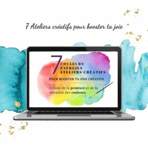un écran aec des tâches de couleurs d'aquarelle qui présente 7 ateliers